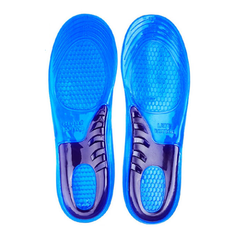 A pair of gel insoles to ease foot and heel pain